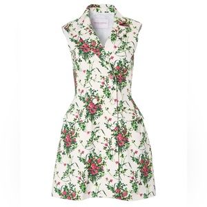 Carolina Herrera White Floral Double Breasted Dress